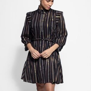 Apiece apart Rafaela mini dress black and bronze | size 4